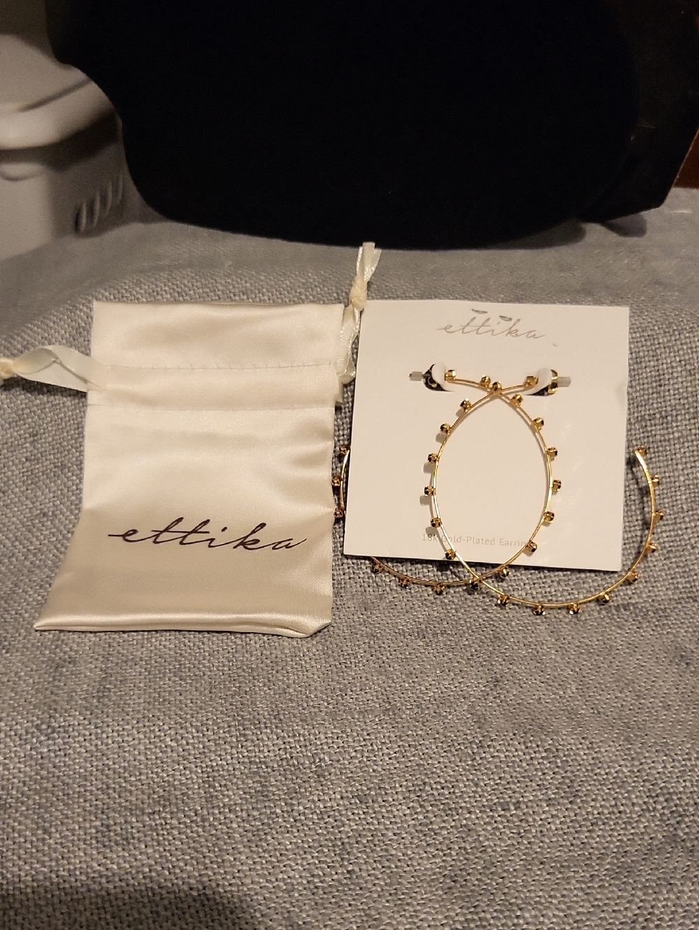 Ettika Large Hoop Gold Tone Earrings With Dust Bag